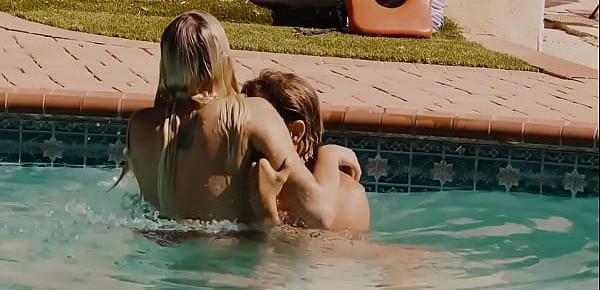  A guy licks and fucks teen in the pool